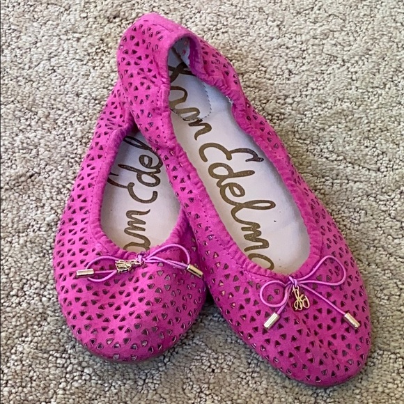 Sam Edelman Other - Sam Edelman Girls Perforated Pink Suede Flats